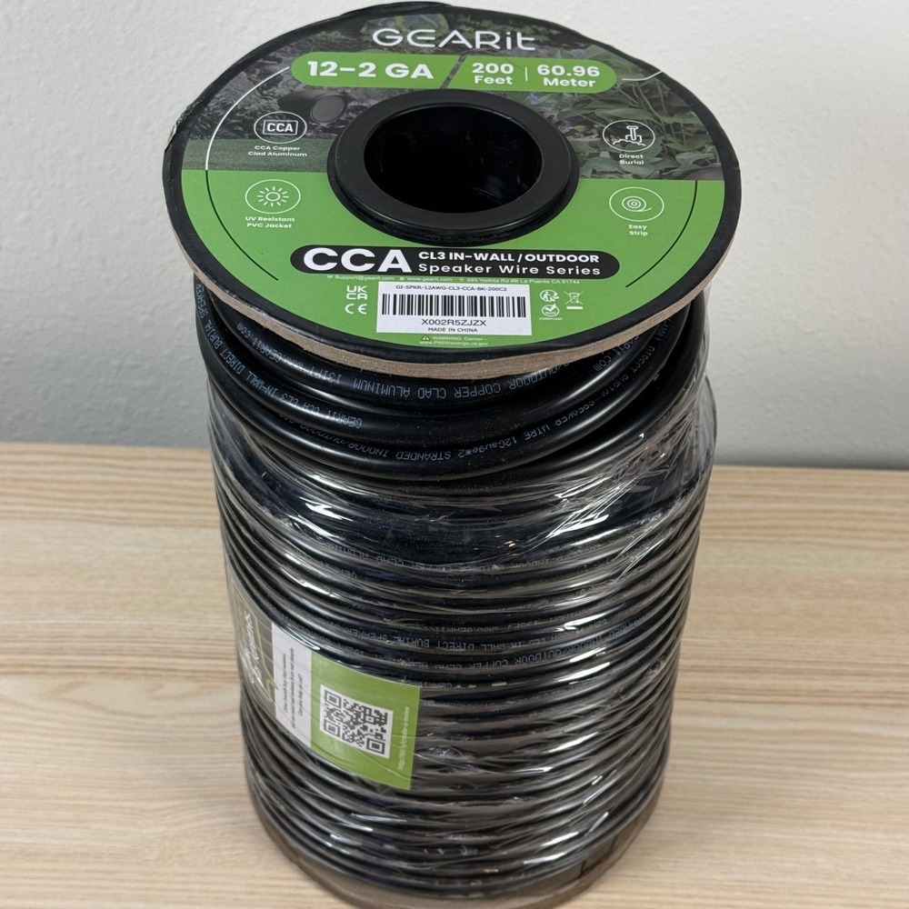 200ft GEARit 12 AWG CL3 In-Wall/Outdoor CCA Speaker Wire Spool
